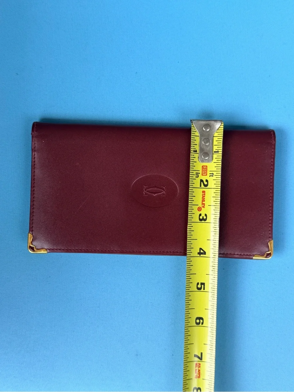 Cartier vintage Leather Long Wallet - Burgundy with Gold Accents AUTHENTIC